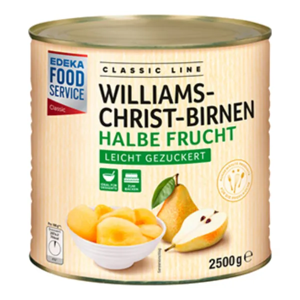 2500 g Williams-Christ-Birnen, halbe Frucht leicht gezuckert der Marke EDEKA Foodservice Classic