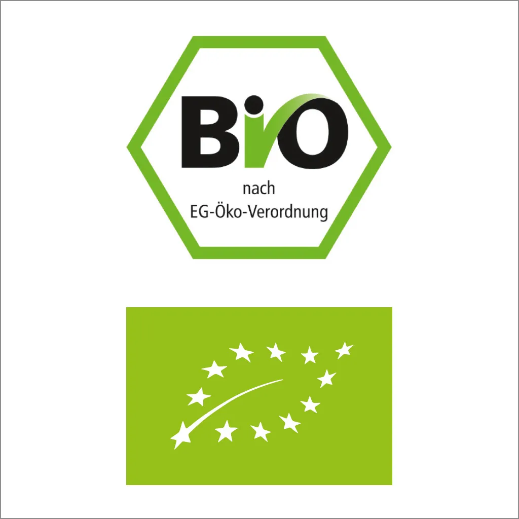 Bio-Zertifizierung - Bio-Siegel (EU, Deutschland) Logo auf weißen Hintergrund