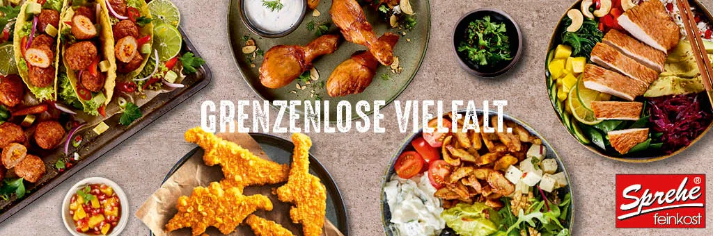 Produktportfolio von Sprehe, auf Tellern angerichtet