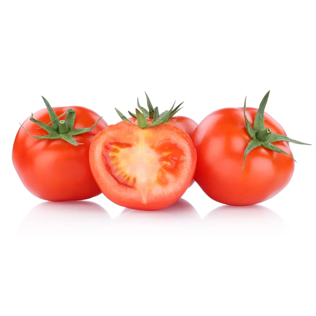 Drei Tomaten auf weißem Hintergrund  